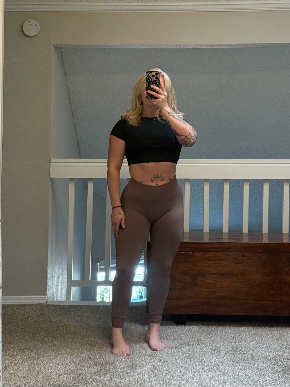 High-Waist Seamless Leggings in Brown